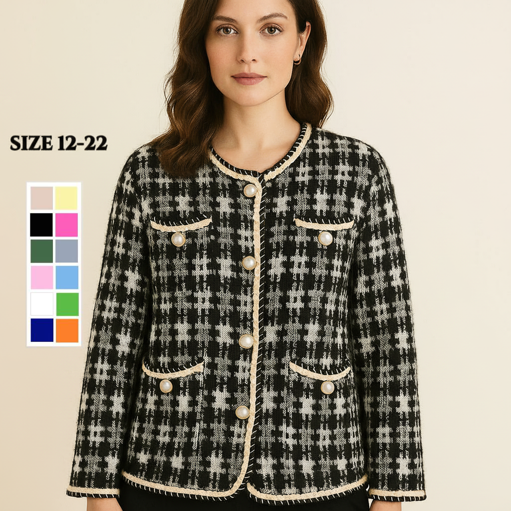 Parisian Vintage Tweed Cardigan With Pearl Buttons - UK SIZE 10-22