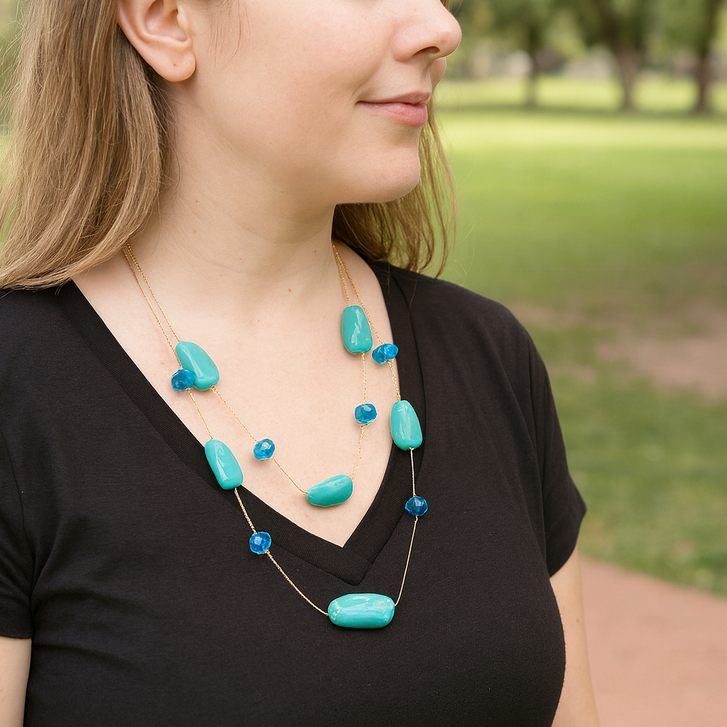 Double-Layer Statement Beaded Necklace