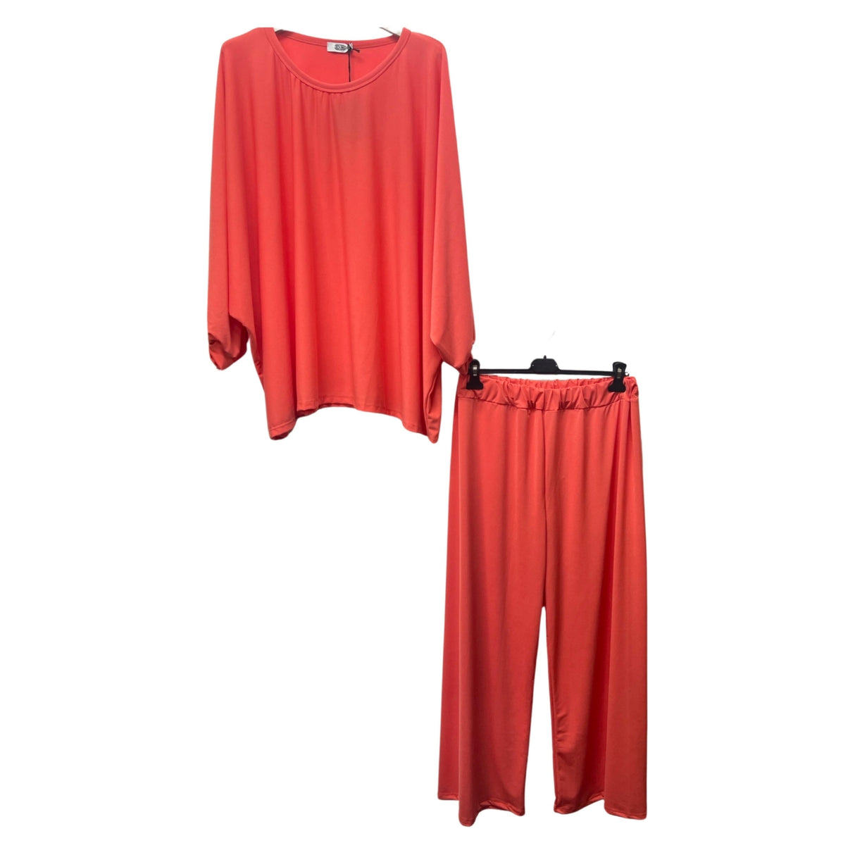 SPRING CO-ORD SET COCOON SHAPE TOP & HIGH WAIST WIDE LEG PANTS ONE SIZE FITS ALL UK SIZE 10-24