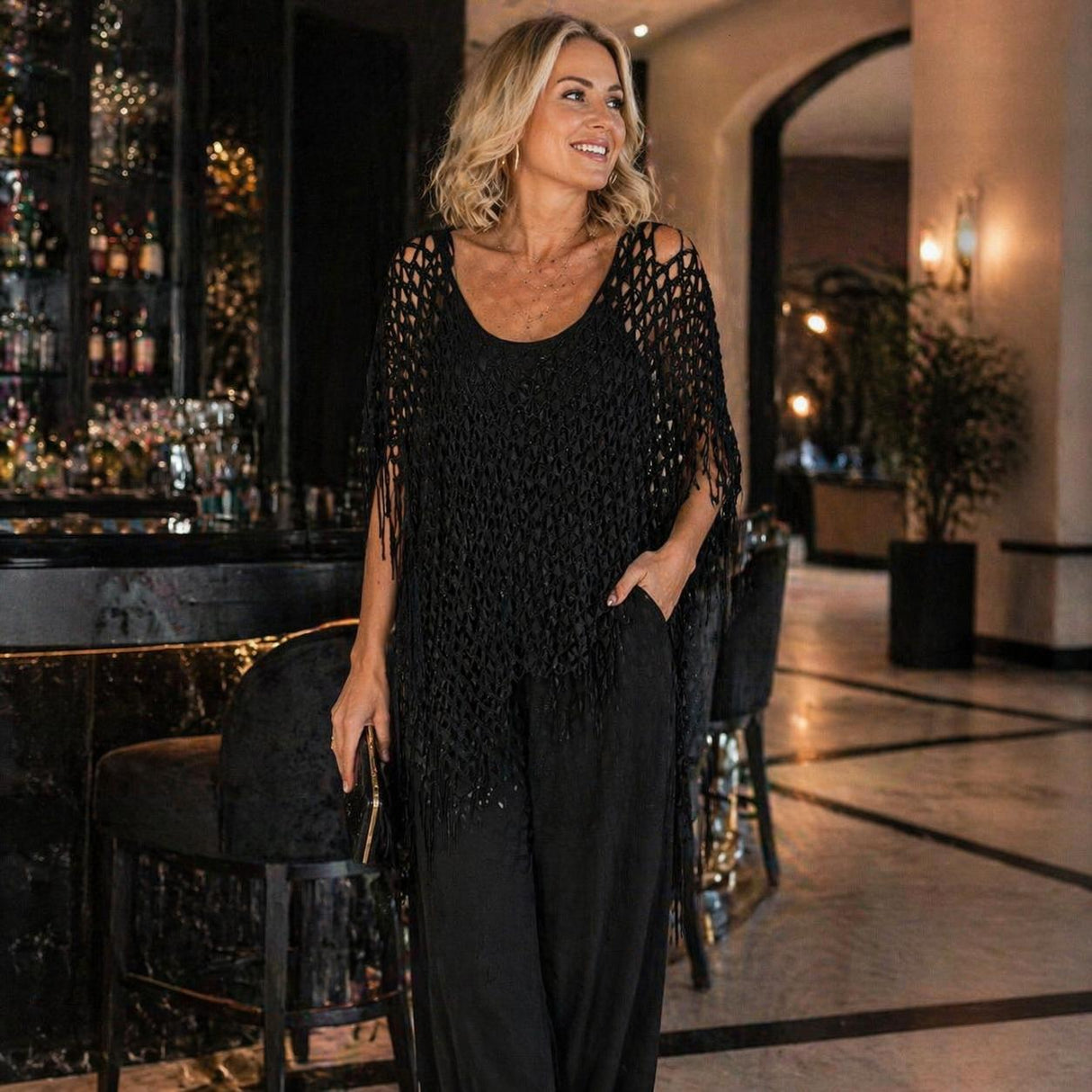 Summer Metallic Crochet Cover-Up – One size fits all UK 8–24