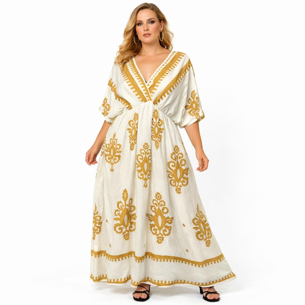 BOHO BREEZE V NECK MAXI DRESS SIZE 12-22