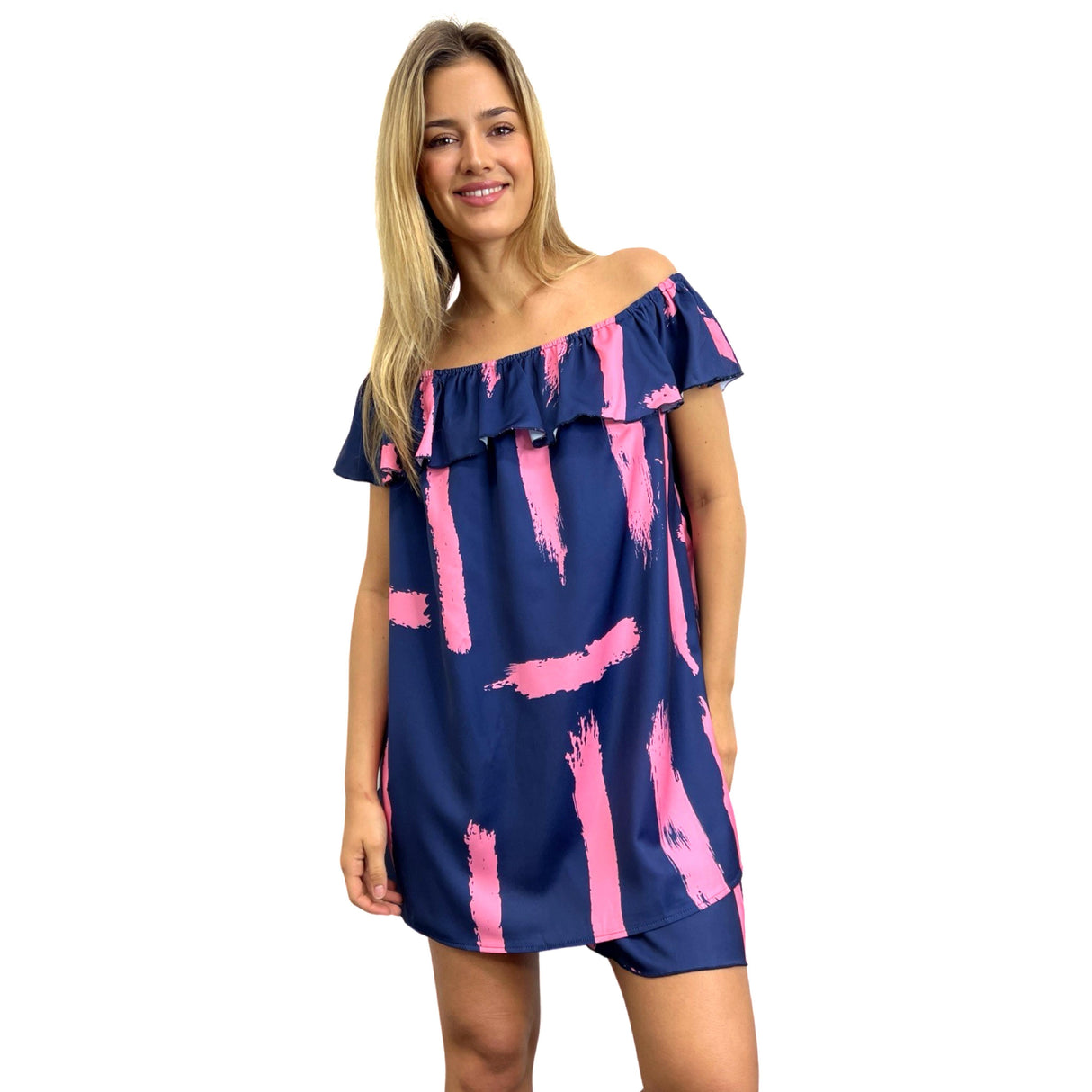 Ladise Ruffle Collar Top And Bermuda Shorts Co-ord Super Soft Silk Feel Lightweight Satin Material Keeps Cool All The Time