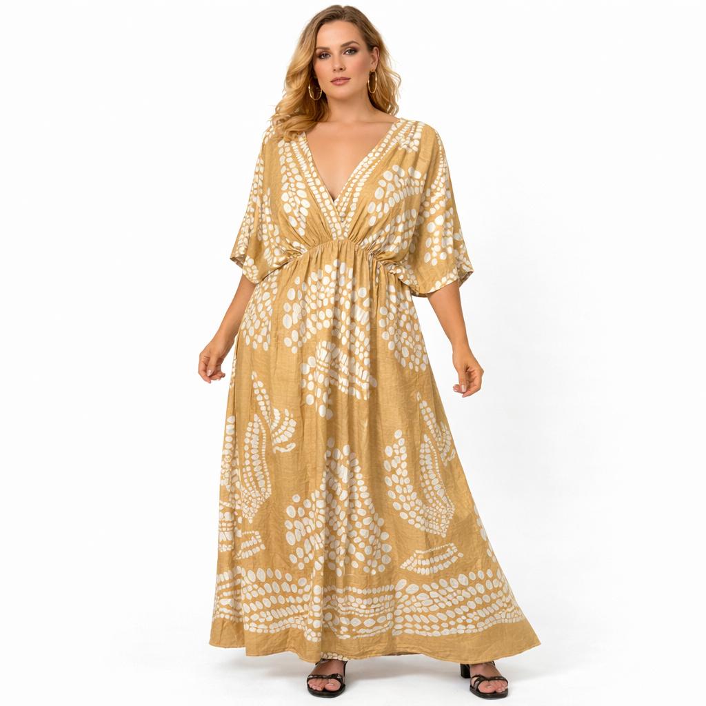 BOHO BREEZE V NECK MAXI DRESS SIZE 12-22
