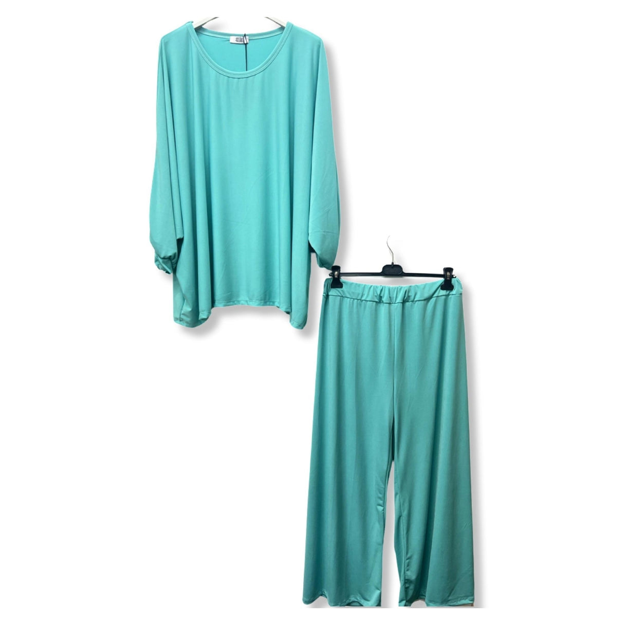 SPRING CO-ORD SET COCOON SHAPE TOP & HIGH WAIST WIDE LEG PANTS ONE SIZE FITS ALL UK SIZE 10-24