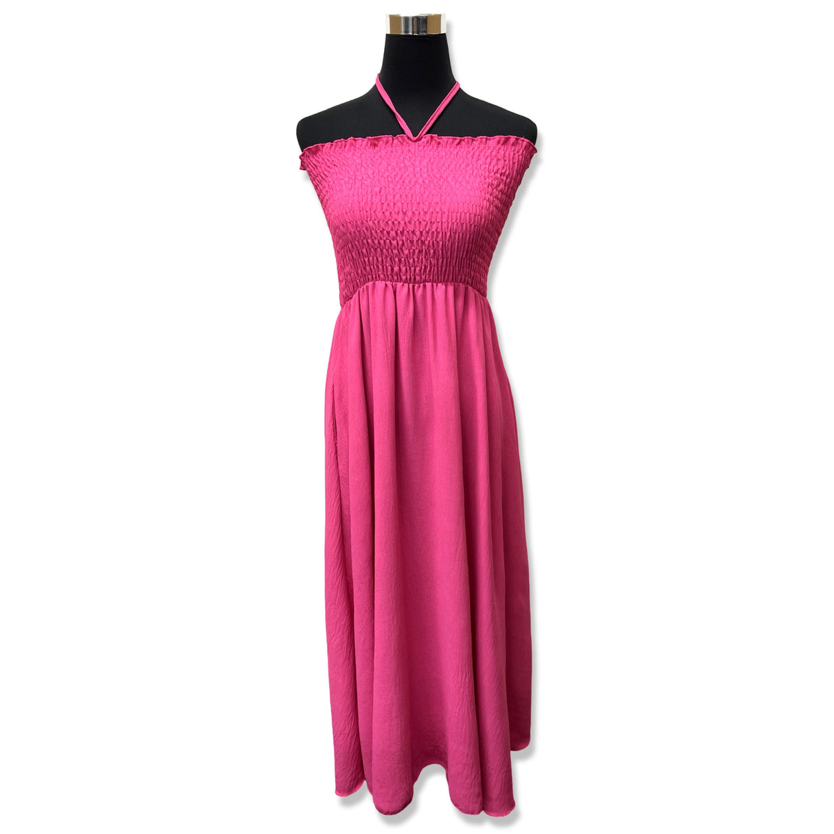 LADIES BACK TIED MAXI DRESS SMOCK SUPER STRETCHY