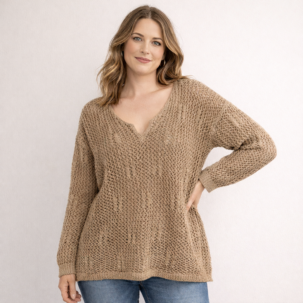 Crochet Cotton Jumper Plus Size UK 14-22 Spring Summer Lightweight Knit Sweater