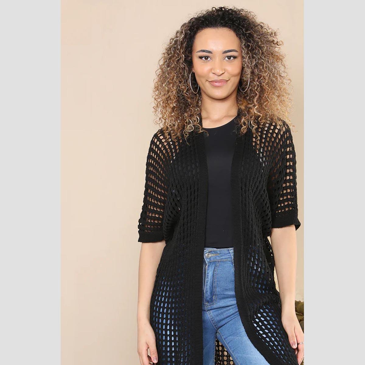 Loose fit Crochet Knitted Cocoon Shape Long Cotton Cardigan