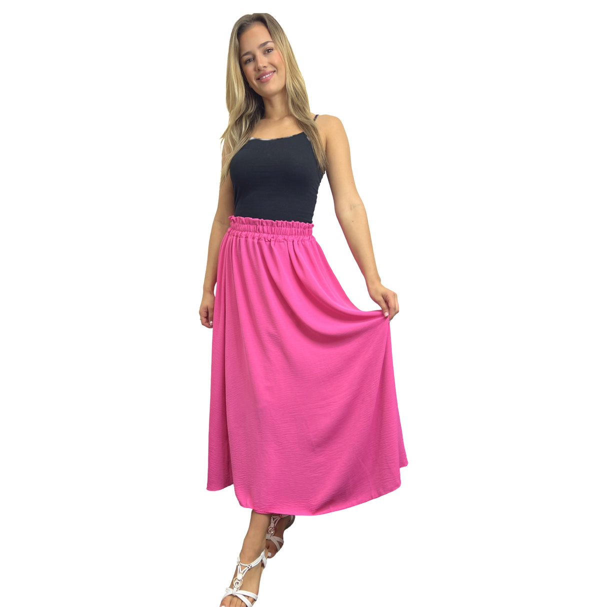 MAXI SKIRT ANTI-ROLLING MID RUFFLE WAISTED SUPER SWING MINIMALIST