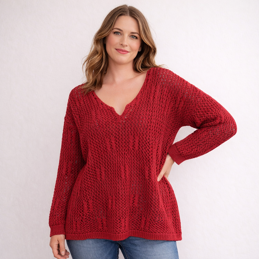 Crochet Cotton Jumper Plus Size UK 14-22 Spring Summer Lightweight Knit Sweater