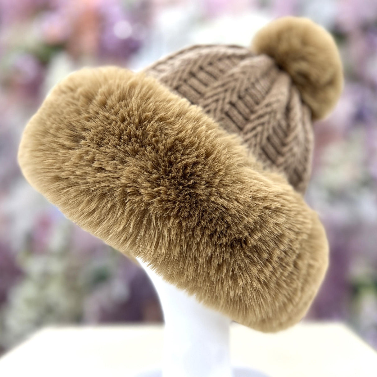 Faux Fur Winter Pom Pom Hat SUPER SOFT SUPER COZY