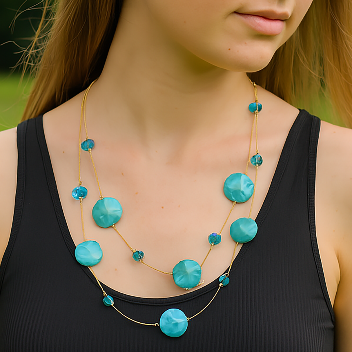 Violet Wave Double-Layer Necklace