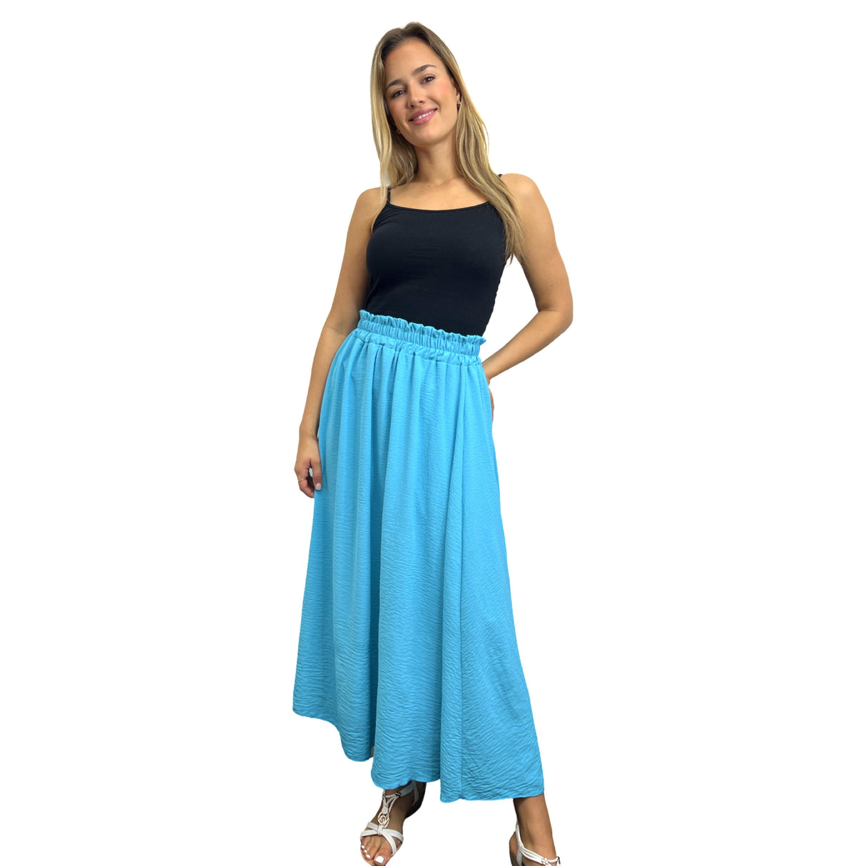 MAXI SKIRT ANTI-ROLLING MID RUFFLE WAISTED SUPER SWING MINIMALIST