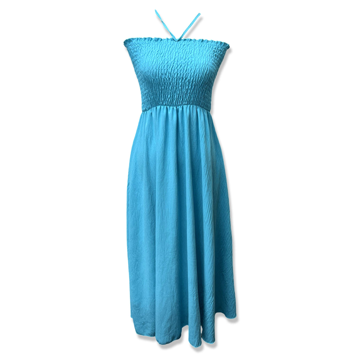 LADIES BACK TIED MAXI DRESS SMOCK SUPER STRETCHY