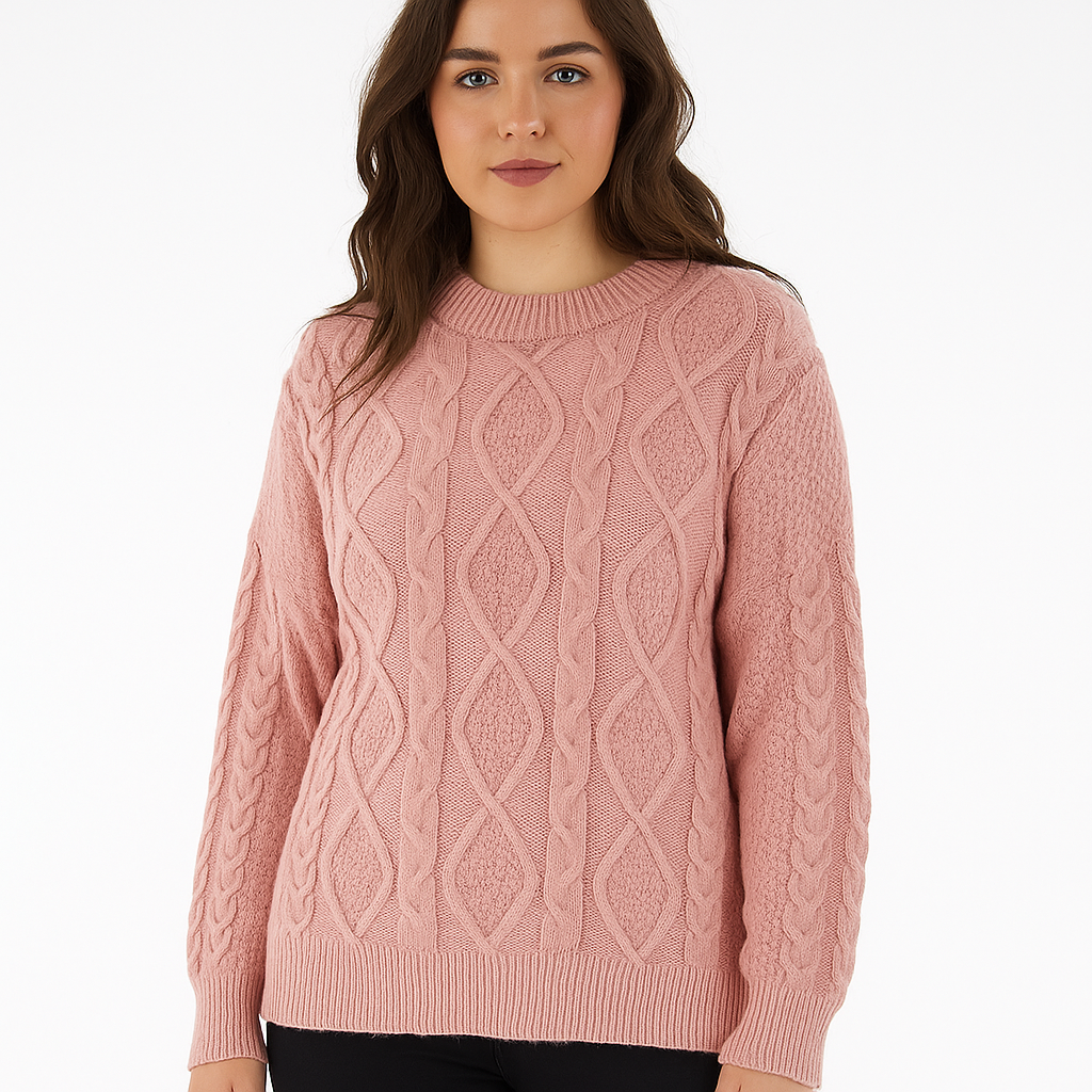 Chunky Cable Knitted Oversized Stretchy Winter Pullover Jumper