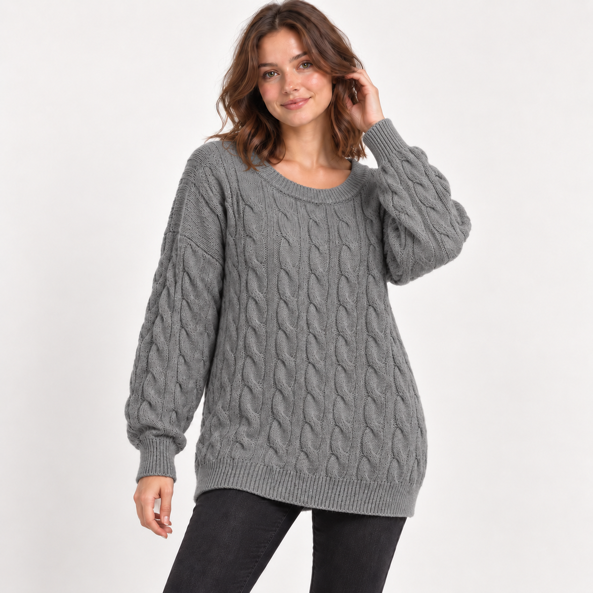 Oversized Chunky Soft Fluffy 3D Textured Cable Knit Jumper