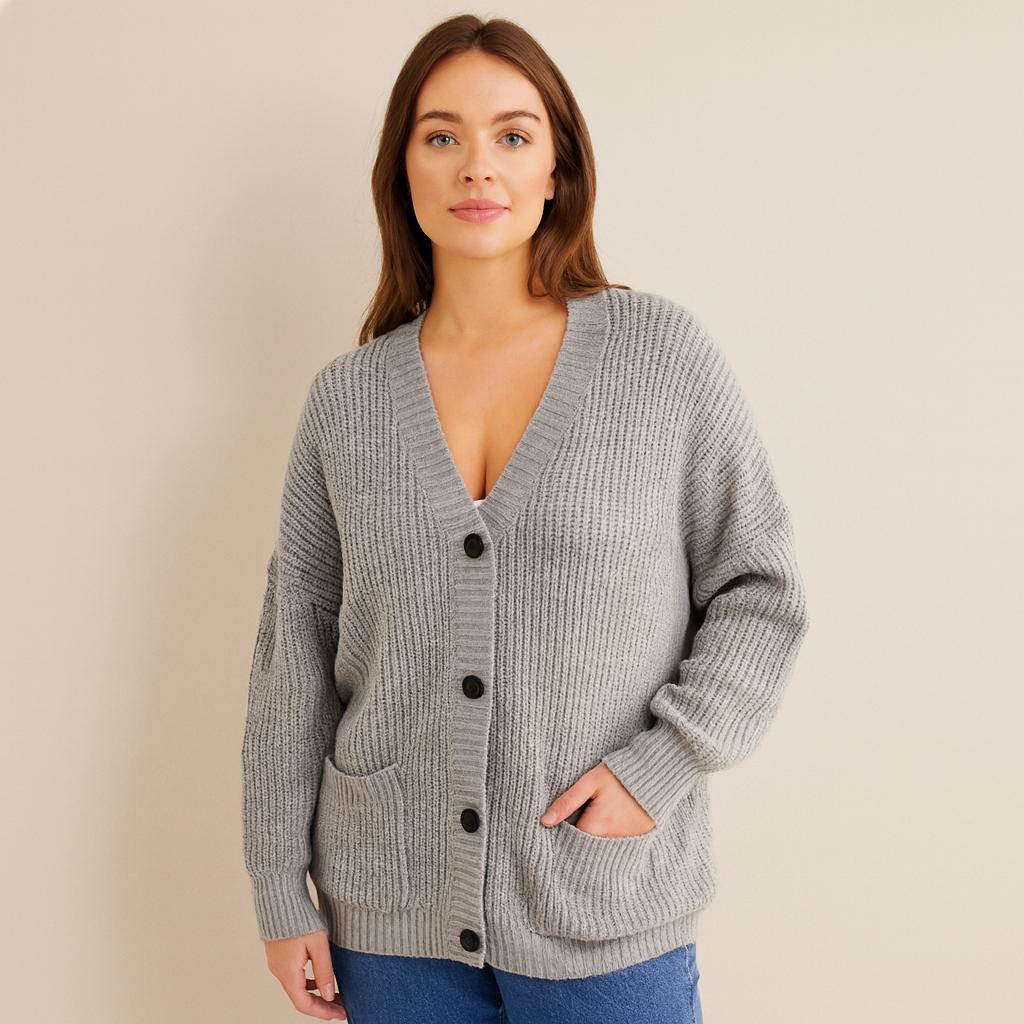 Oversized Chunky Knit Ladies Cardigan One Size Fits All UK Size 12-22