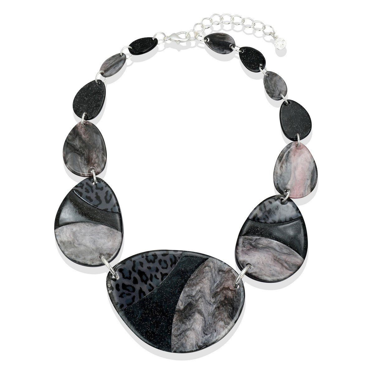 Monochrome Leopard Print Pebble-Bead Necklace YA22007LPD