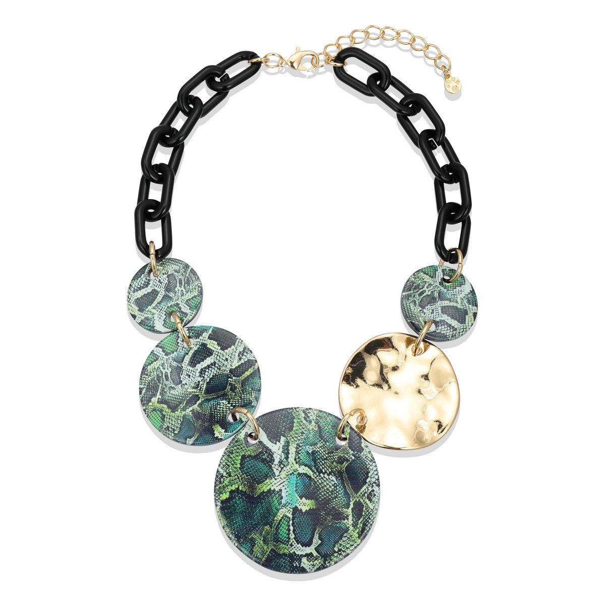 Green Patterned Beaded Statement Fashion Necklace YA22013GRN