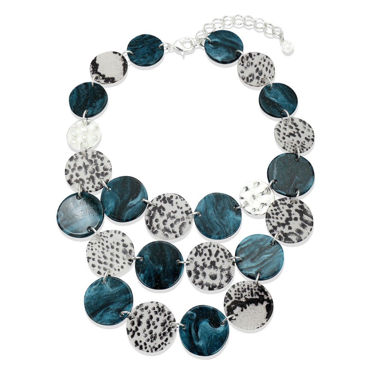 Layered Green and Polka-Dot Disk Necklace YA22021GRN