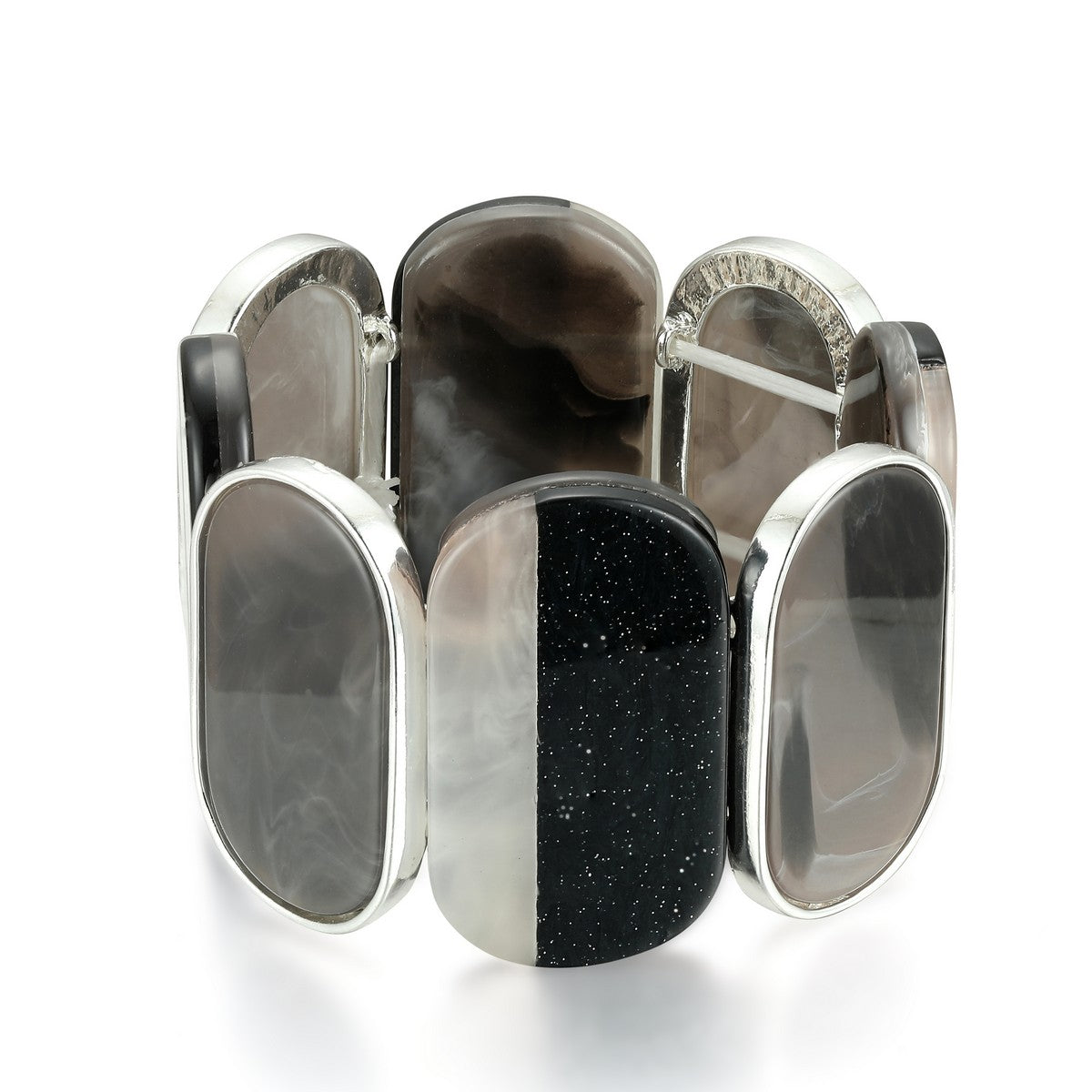 Monochrome Black Resin Stretchy Bracelet YA22901GRY