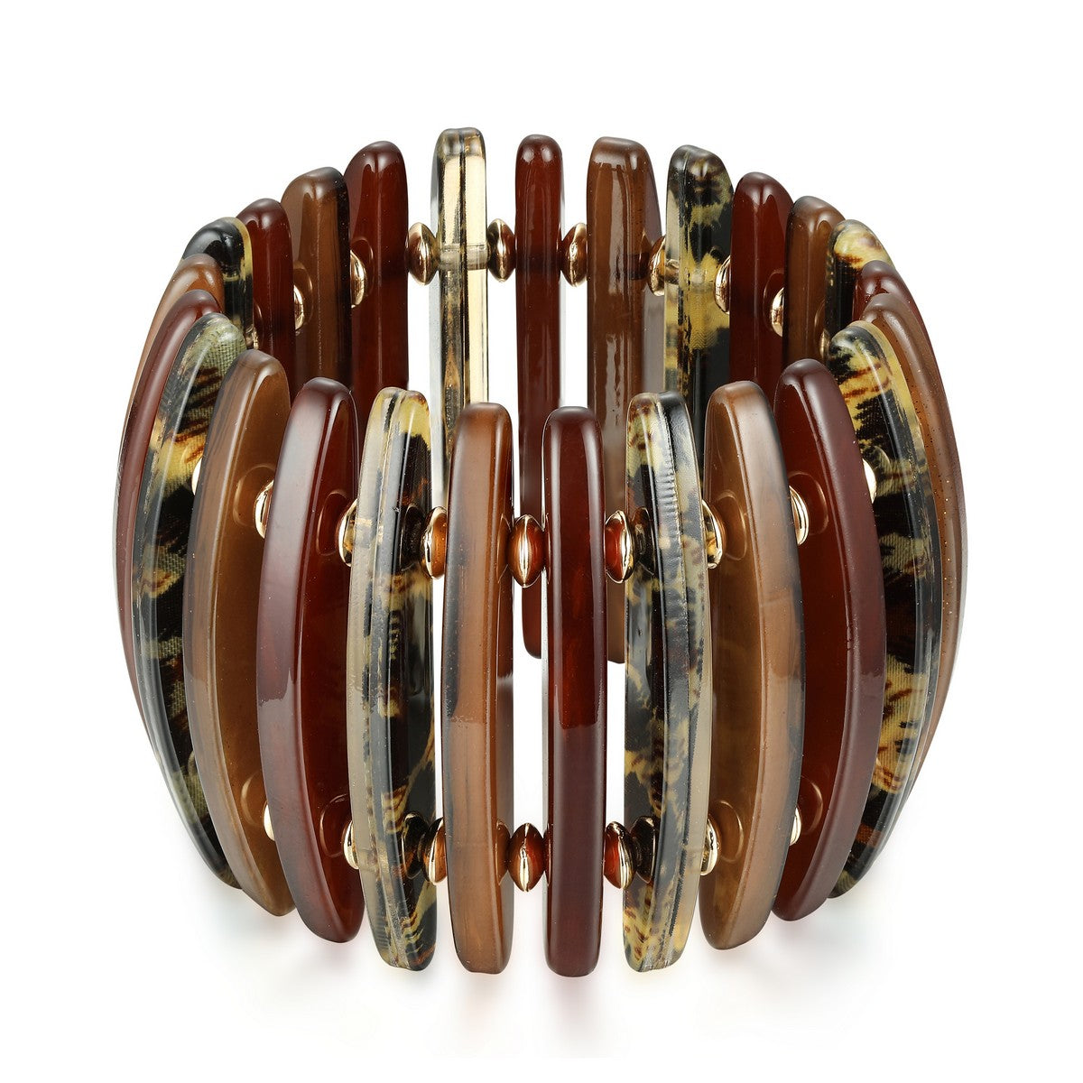 Leopard Long Disk With Bead Bracelet YA22905LPD