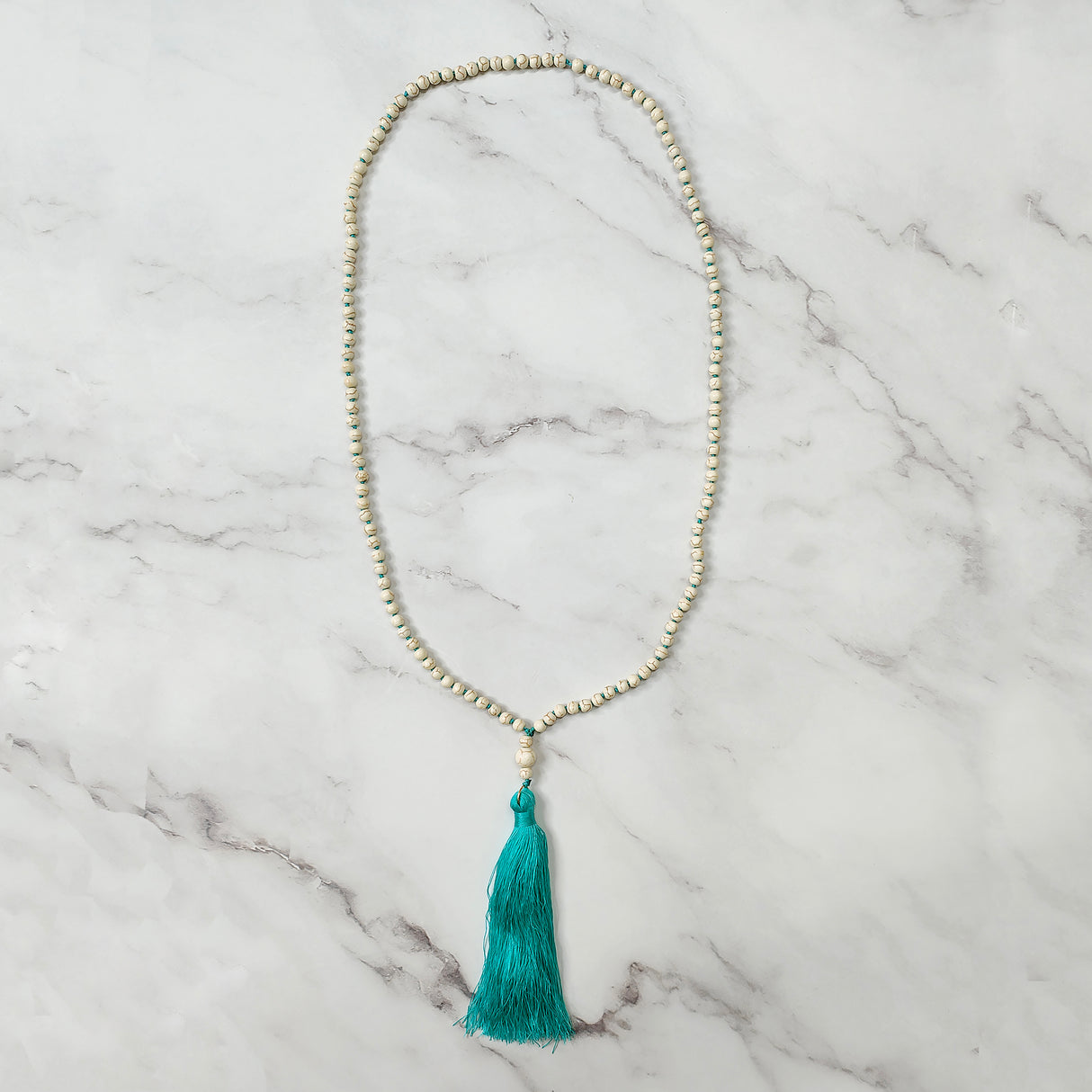 Blue Pearl Tassel Necklace JYB13007BLU.