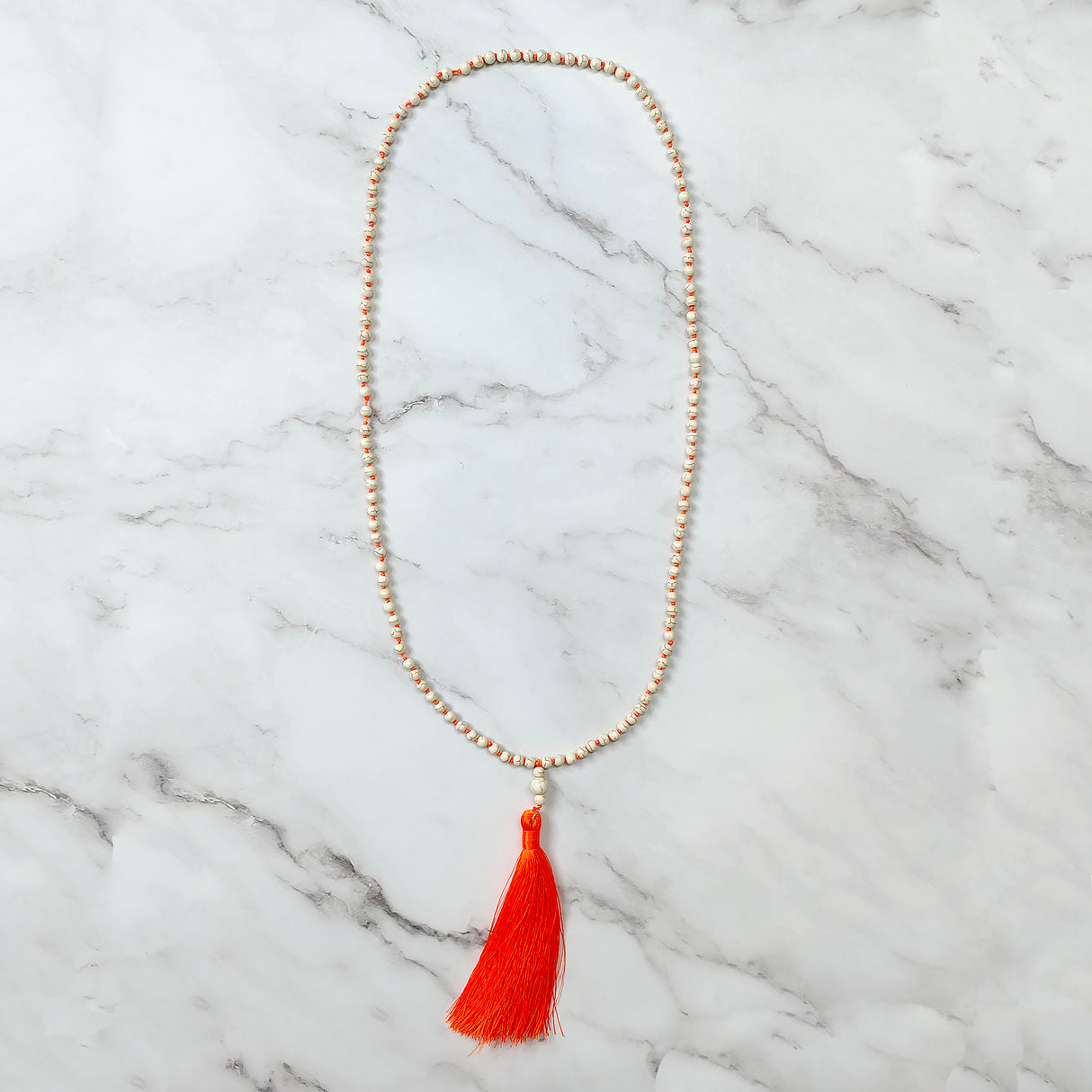 Orange Pearl Tassel Necklace  JYB13007ORG