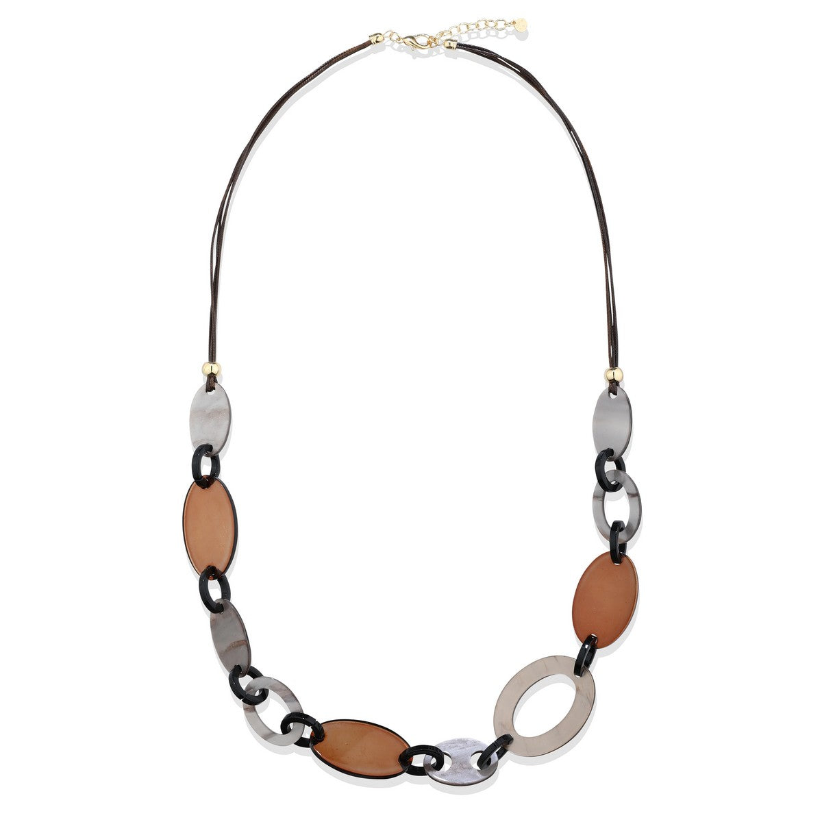 Chain Link Long Necklace with Beads - Coffee YD22065COF