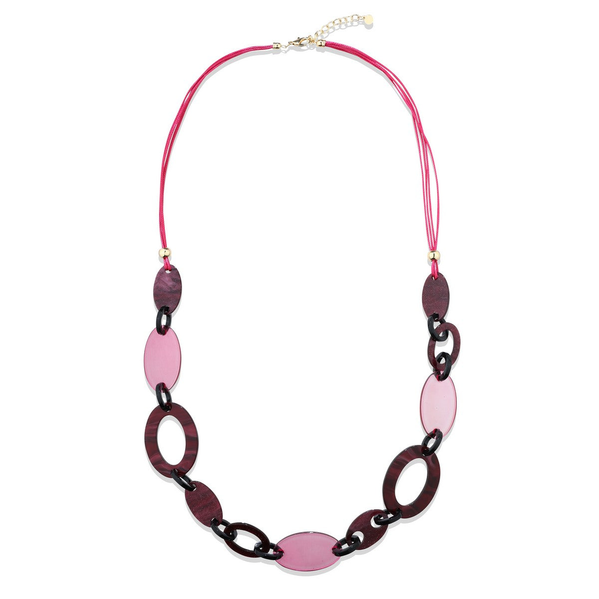 Purple Red Interlinked Long Necklace YD22065RED