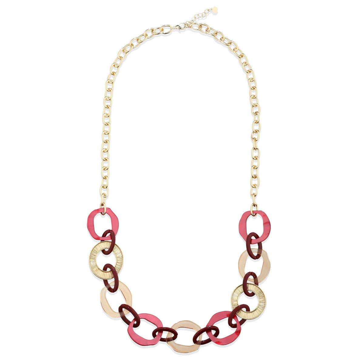 Orange Link Necklace with Gold Chain YD22072ORG