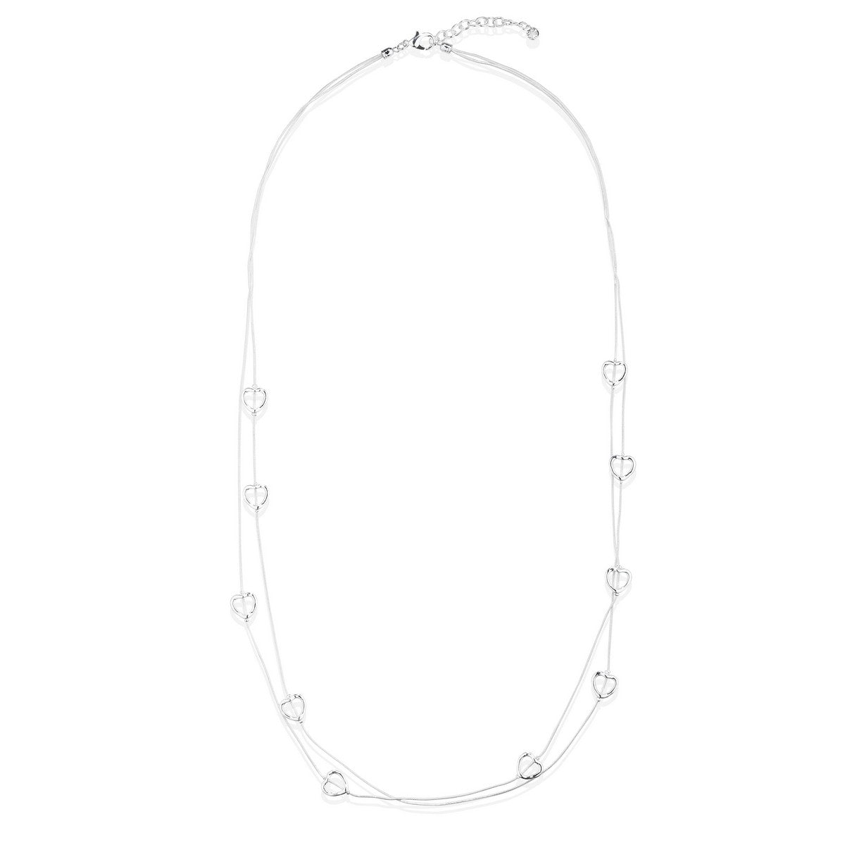 Long Necklace with Heart Bead Accents YD22124MIX