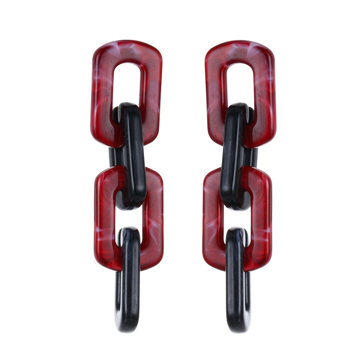 Chunky Red & Black Link Earrings YD22801RED