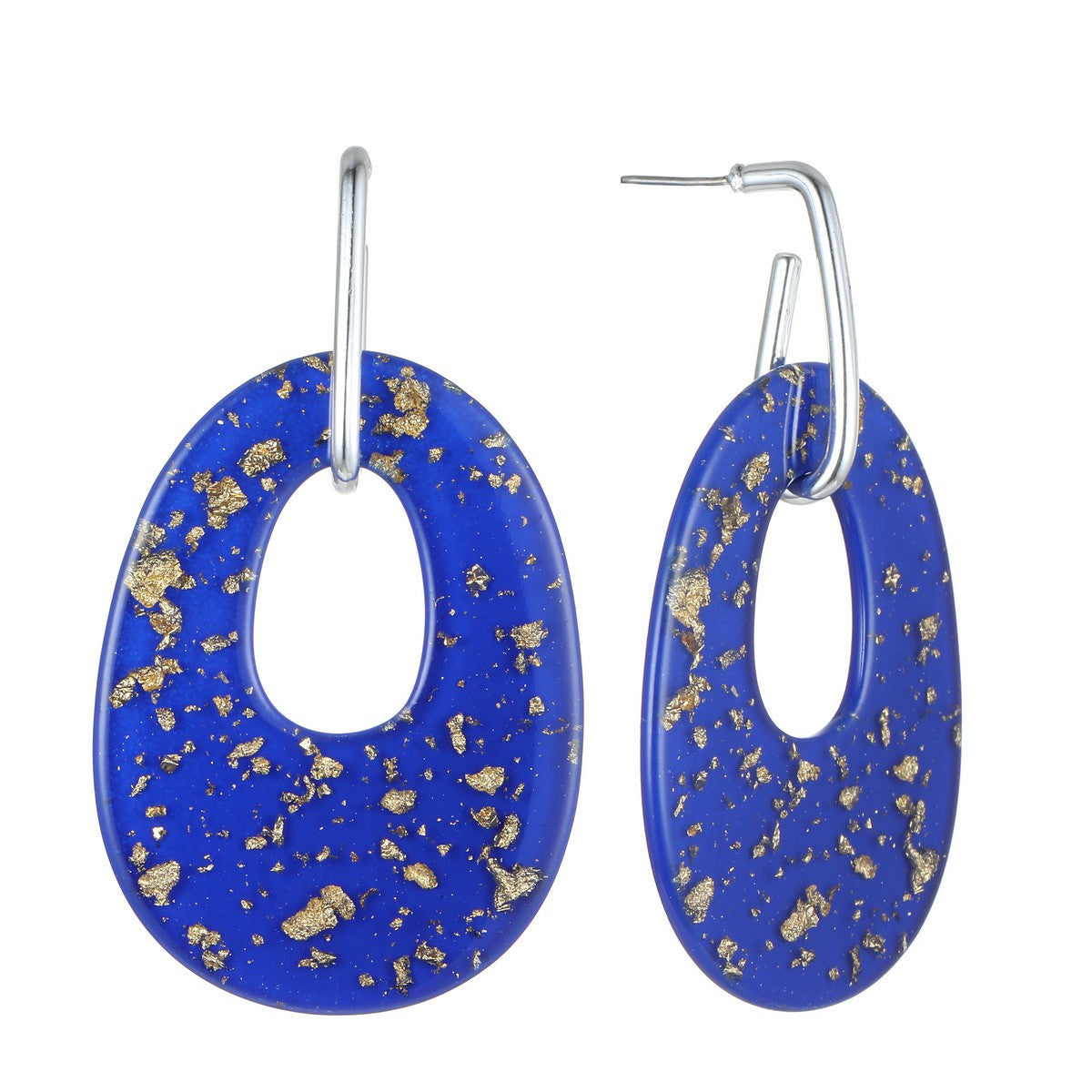 Large Blue Fashion Earrings with Gold Foil YD22802BLU