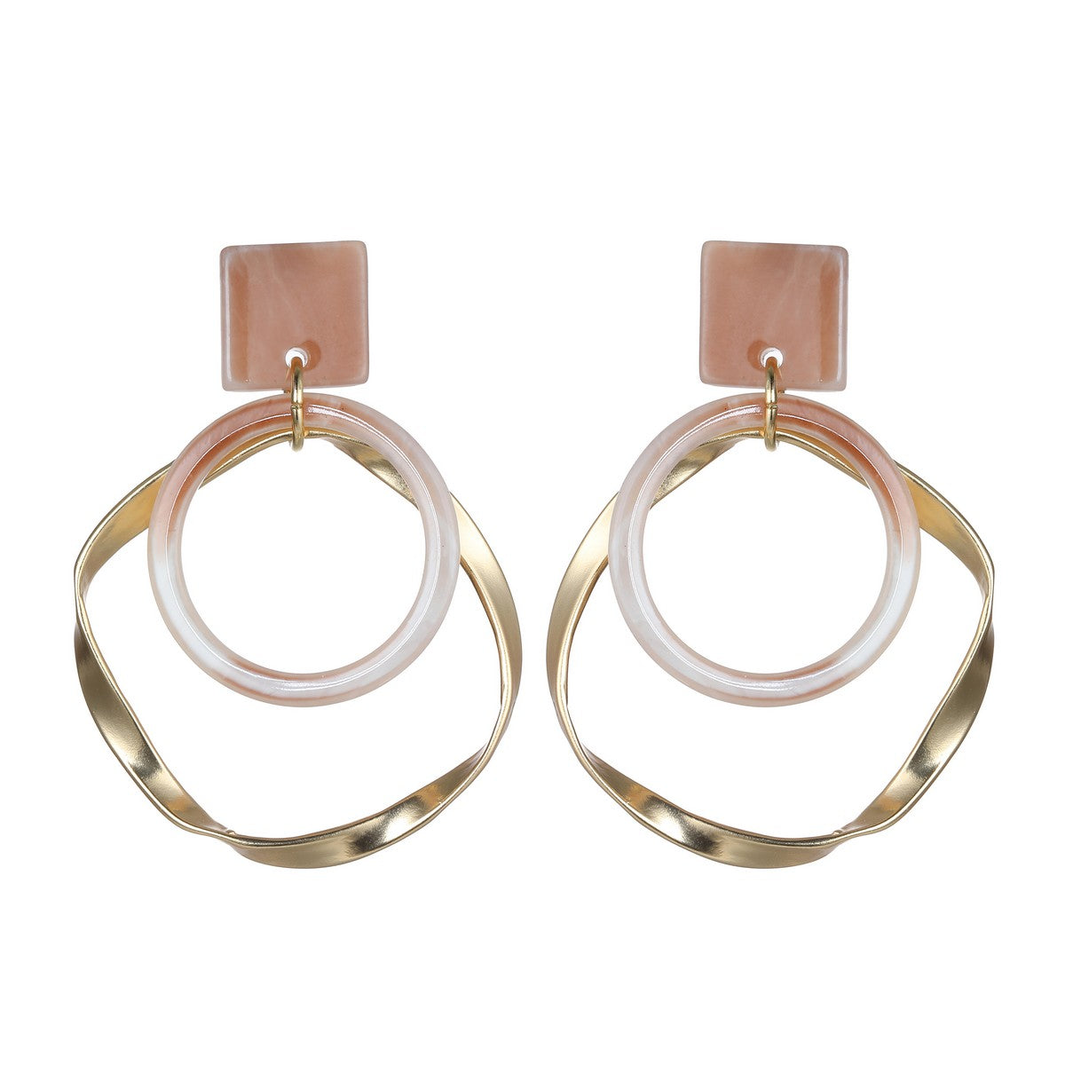 Gold & Peach-Pink Layered Hoop Earrings YD22807YGD