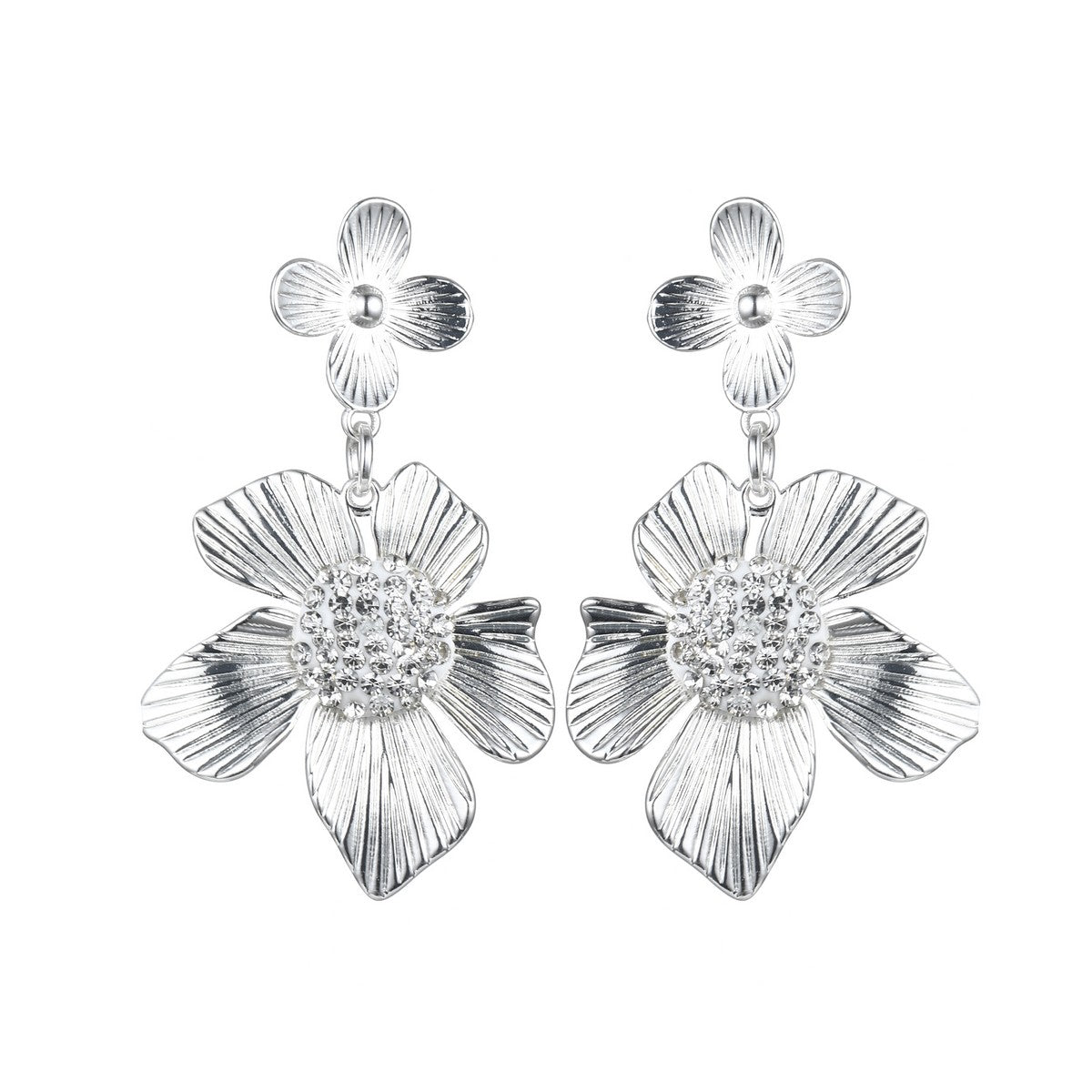 Silvery Orchid Flower Drop Earrings YD22832SLR