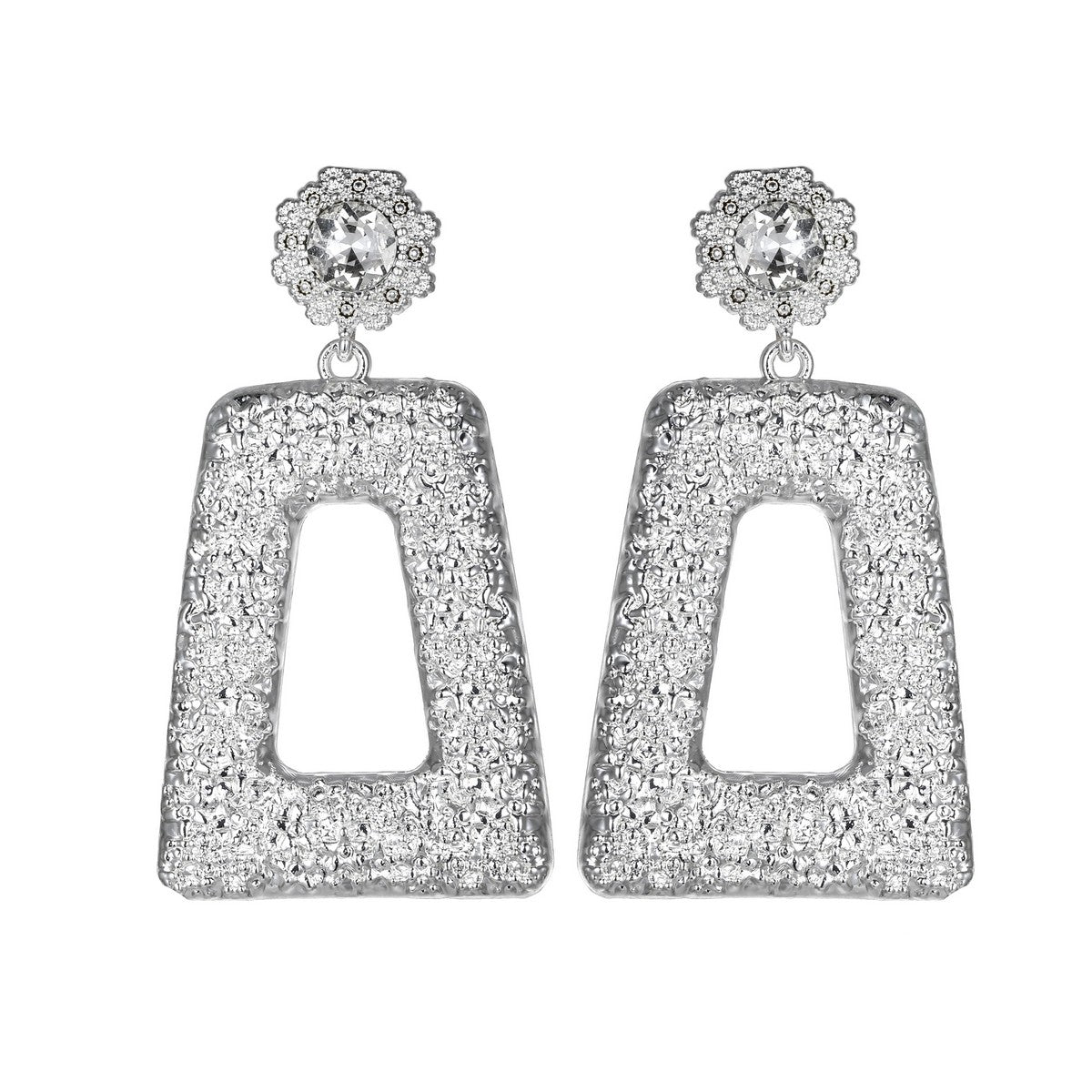 Large Geometric Silver Fashion Earrings YD22839SLR