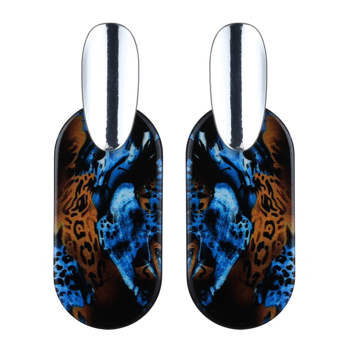 Multicolour Blue Patterned Fashion Statement Earrings YD22848BLU