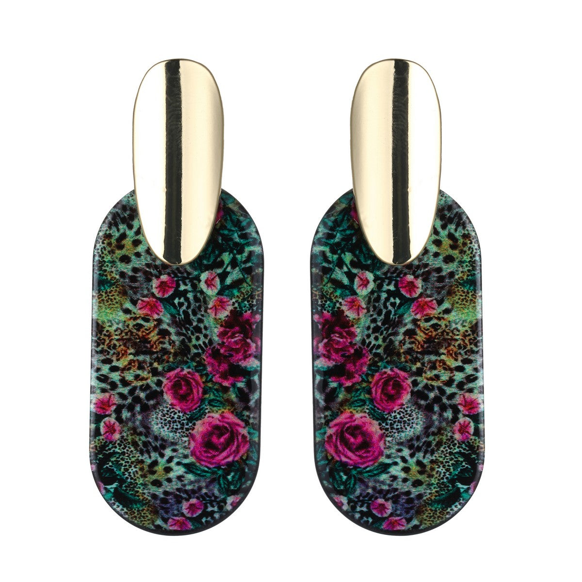 Abstract Floral Rose Colourful Fashion Earrings YD22848PUR