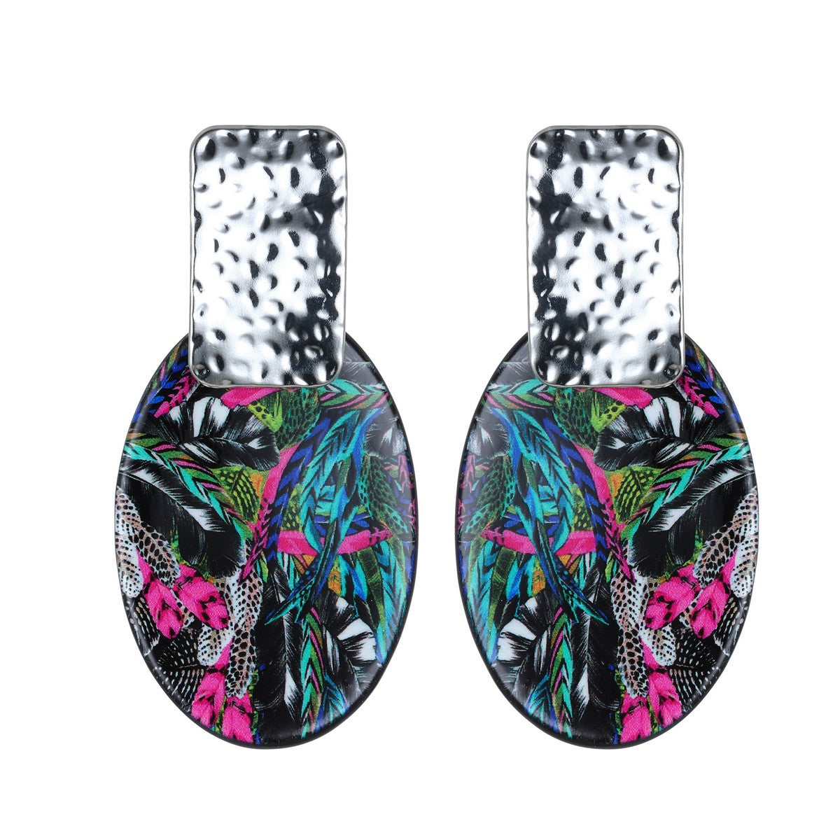 Multicolour Abstract Leaves Fashion Earrings YD22849PUR