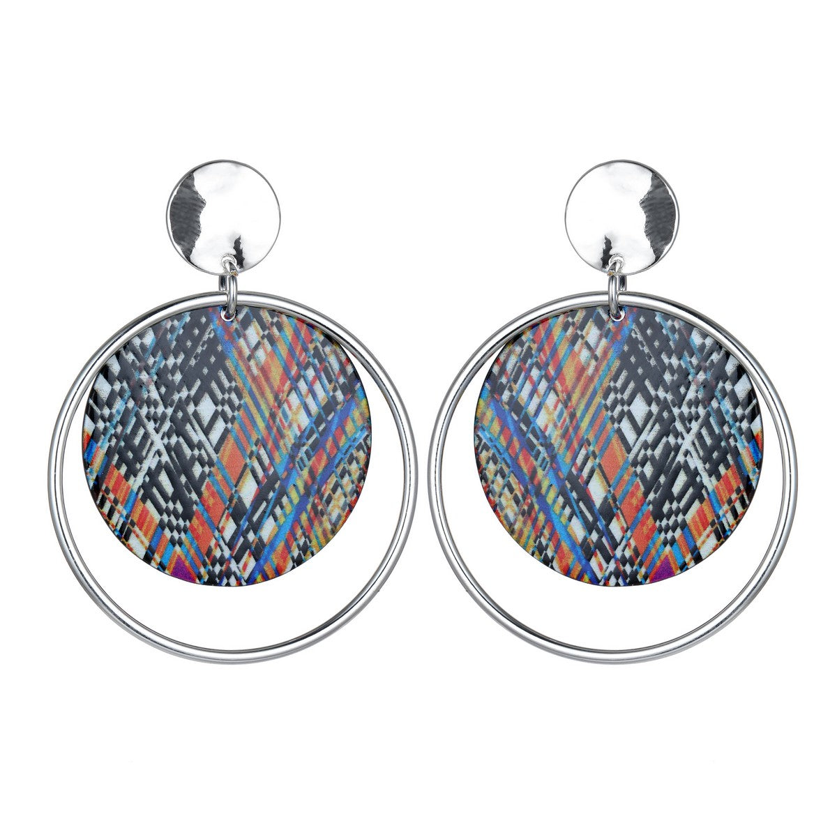 Abstract Multicolour Pattern Fashion Earrings YD22850MUL