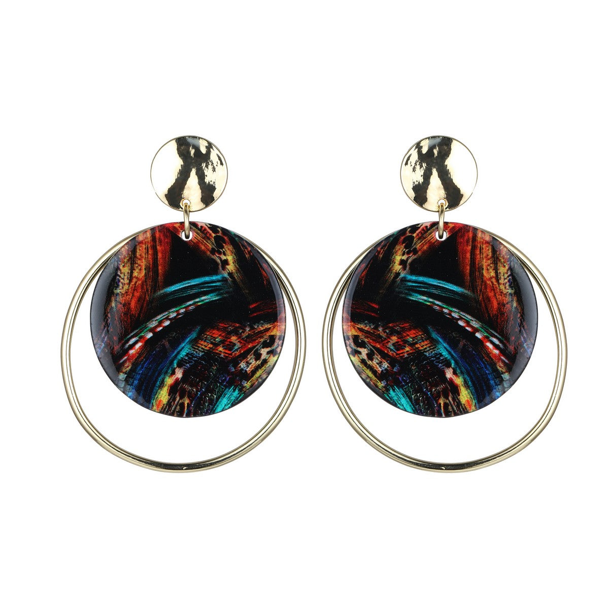 Abstract Brush-Stroke Multicolour Fashion Earrings YD22850RED