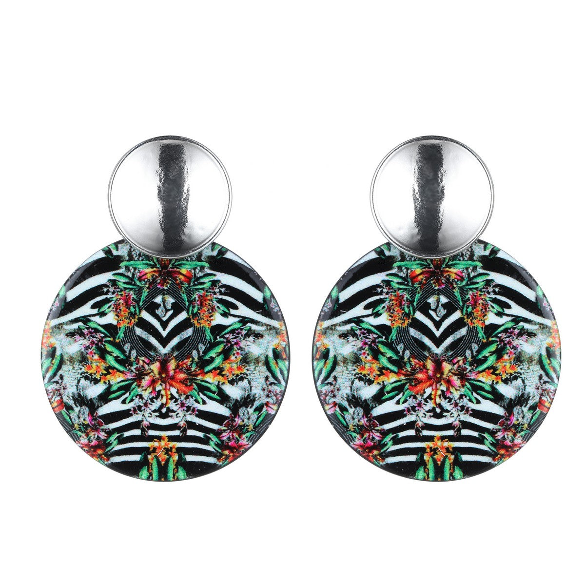Abstract Floral Stripe Fashion Earrings YD22851BKW