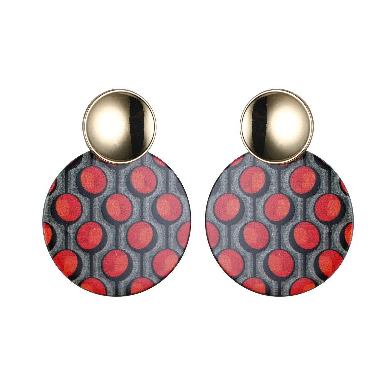 Red and Black Polka Dot Fashion Earrings YD22851ORG