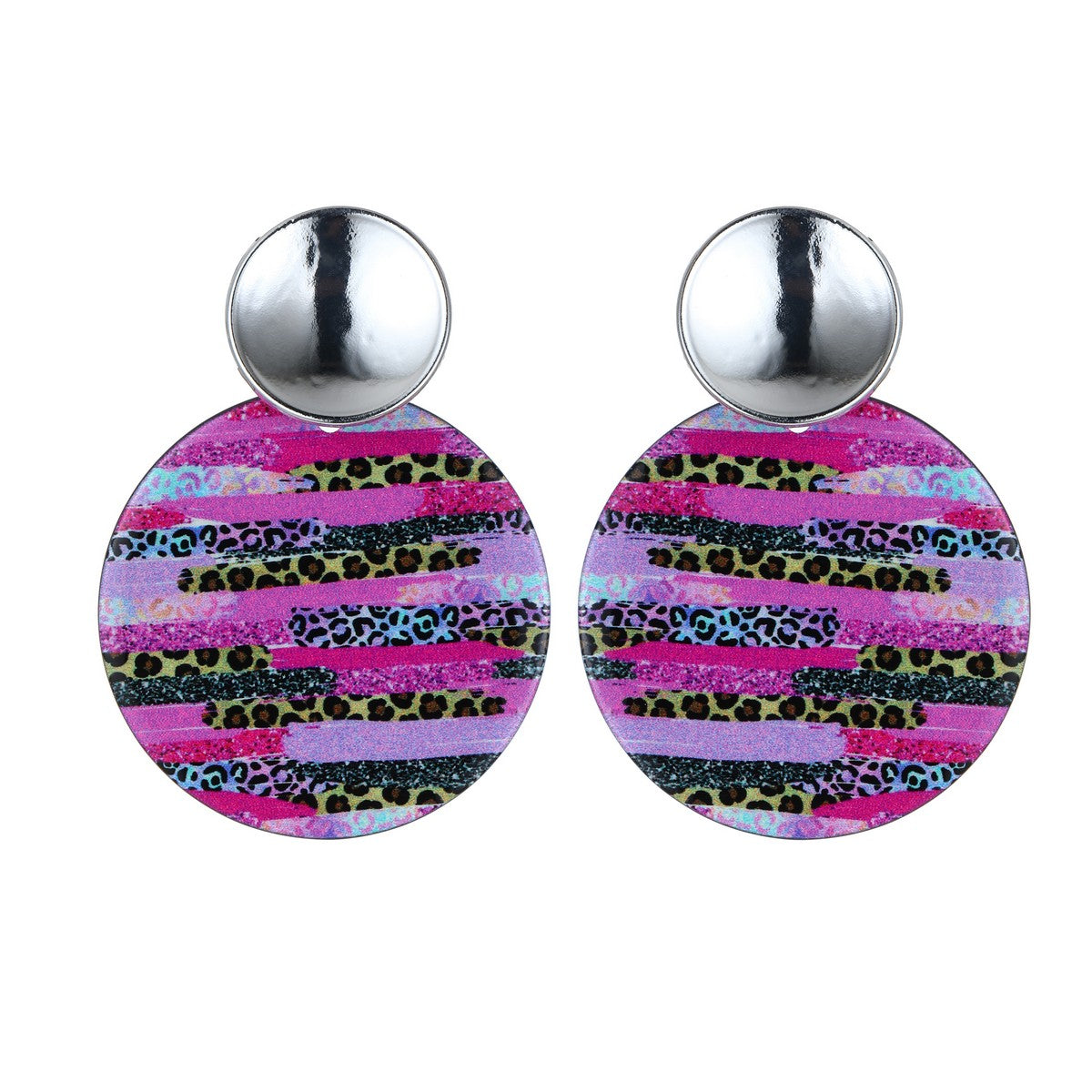 Purple Stripe Pattern Colourful Fashion Earrings YD22851PUR