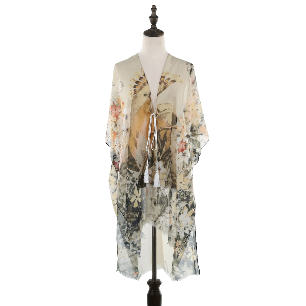 Summer Kimono with Flowers - Yellow JYF13011YEL