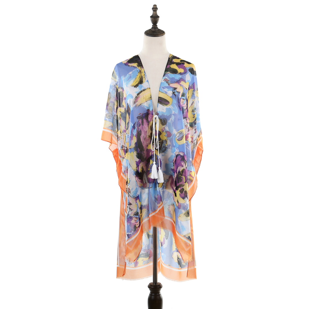 Abstract Pattern Kimono with Border - Orange JYF13014ORG