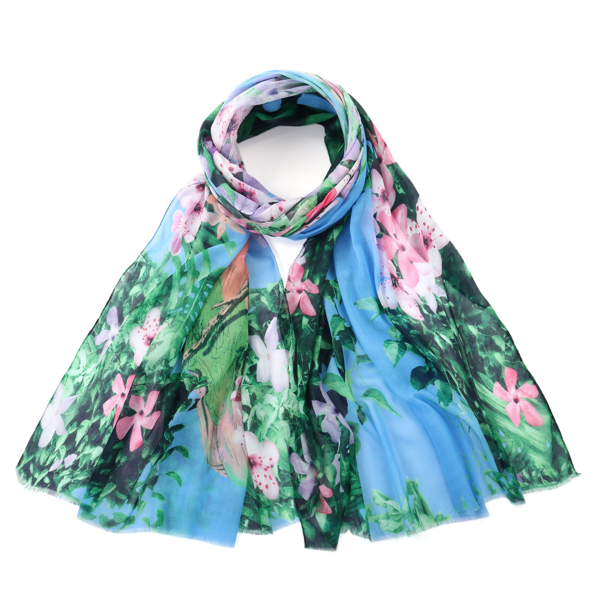 Vibrant Lily Flower Scarf - Blue JYF135010BLU