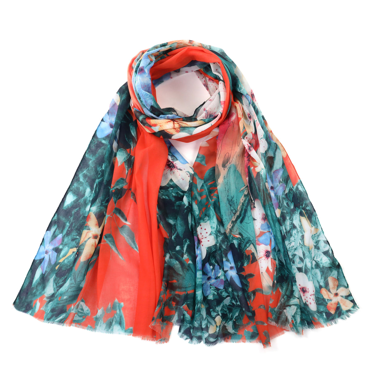 Vibrant Lily Flower Scarf - Red JYF135010ORG