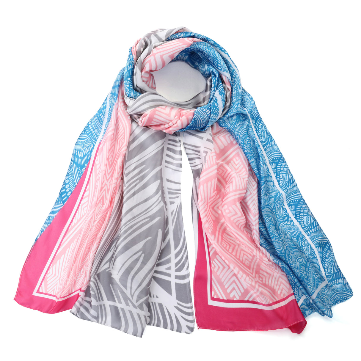 Geometric Design Silk Blend Scarf - Pink JYF135019PNK
