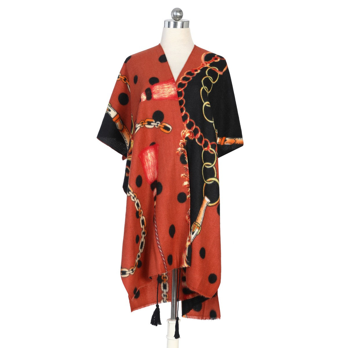 Red and Black Patterned Kimono YF22007RED